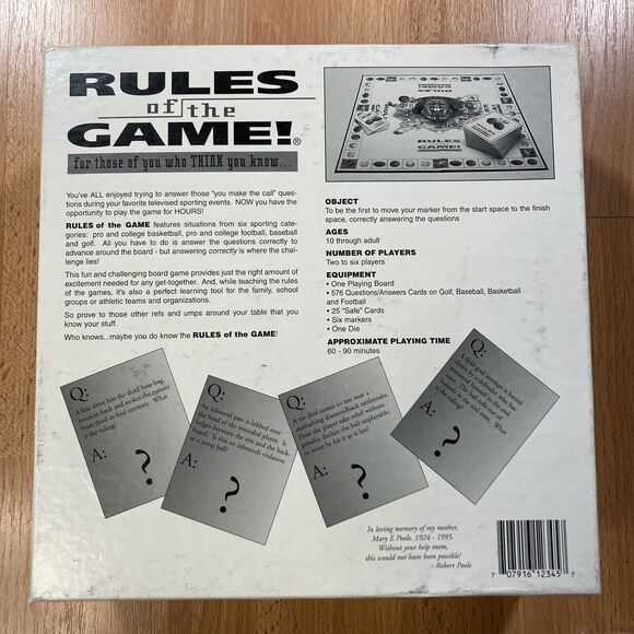 Rules of the Game (1995) Football, Baseball, Golf Sports Trivia Board • COMPLETE - Picture 3 of 7